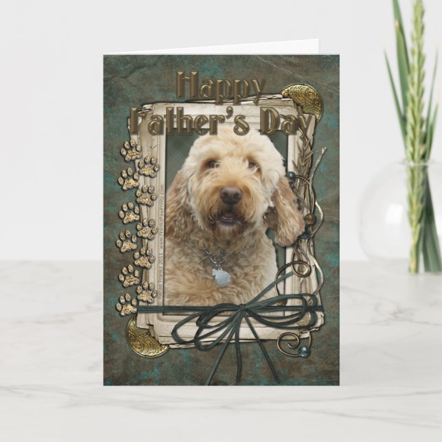 Cartão Dia de os pais - Peças de pedra - GoldenDoodle (Frente)