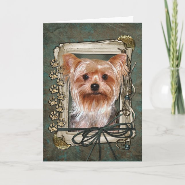 Cartão Dia de os pais - Pedras Pedras - Yorkshire Terrier (Frente)