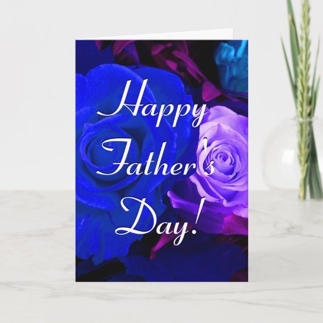Cartão Dia de os pais Rosa azul roxo I (Frente)