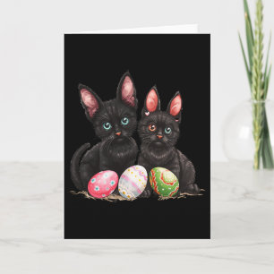 Cartão Dia de Páscoa Gato Preto Páscoa Gato Preto Ovo de 