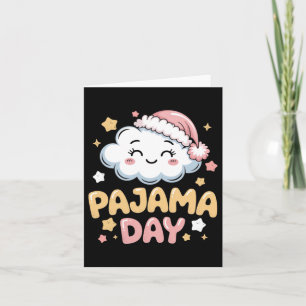 Cartão Dia de Pijama Fofo Nuvem Arte Cartoon