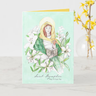 Cartão Dia de São Dimpna 15 de Maio Lírio Religioso