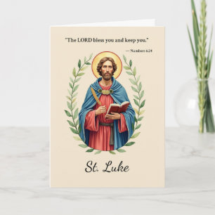 Cartão Dia de São Lucas, Bênçãos de Deus, Coroa Floral