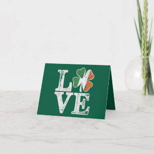 Cartão Dia de São Patrício Amor Sorte Trevo Verde Irlandê