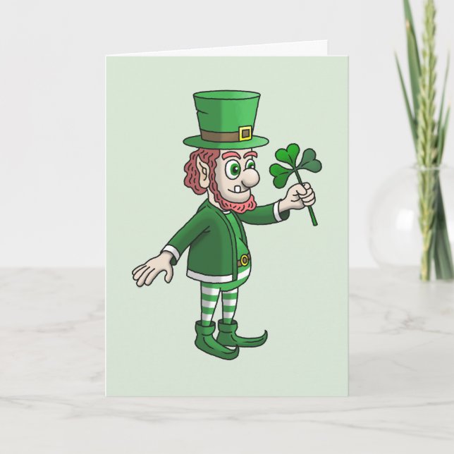 Cartão Dia de São Patrício com Leprechaun (Frente)