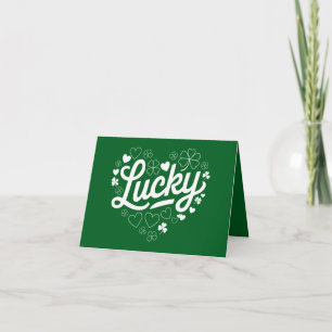 Cartão Dia de São Patrício Coração Trevo Sortudo Shamrock