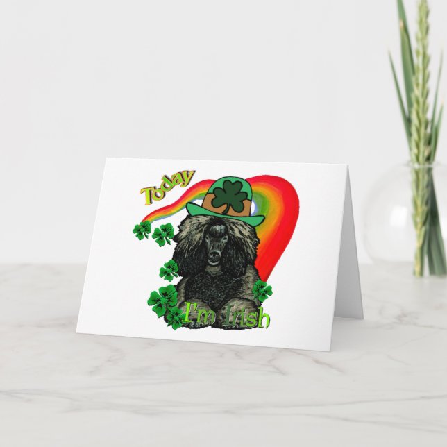 Cartão Dia de São Patrício da caniche (Frente)