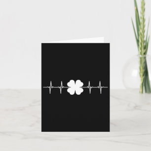 Cartão Dia de São Patrício Ekg Heart Beat Shamrock Four L
