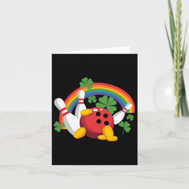 Cartão Dia de São Patrício Funny Bowling Shamrock Leprech (Frente)