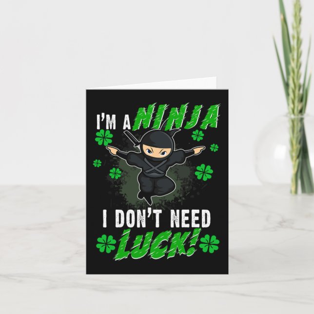 Cartão Dia de São Patrício Ninja Sorte Verde Presente Inf (Frente)
