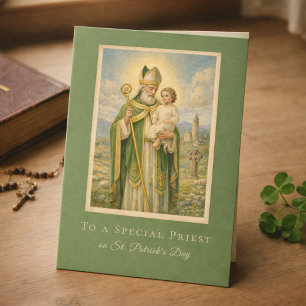 Cartão Dia de São Patrício Padre Católico Jesus 