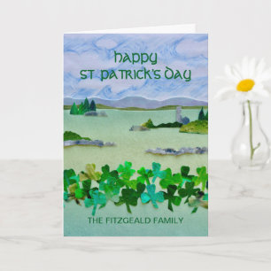 Cartão Dia de São Patrício Paisagem Irlandesa Personaliza