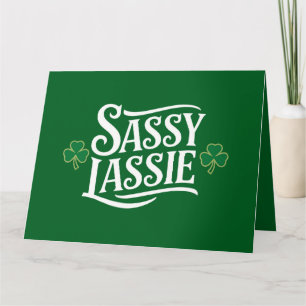 Cartão Dia de São Patrício Sassy Lassie Engraçado Irish G