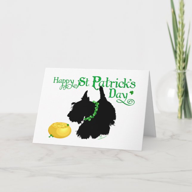 Cartão Dia de São Patrício Scottish Terrier (Frente)
