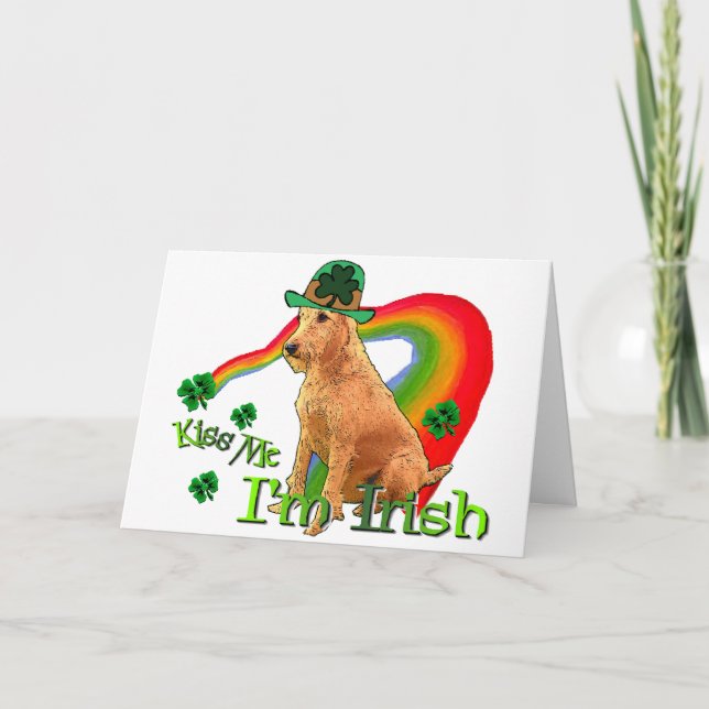 Cartão Dia de São Patrício Terrier irlandês (Frente)