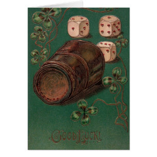 Cartão Dia de São Patrício Vintage, Sorte Dados Irlandese