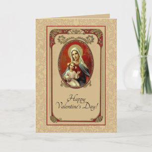 Cartão Dia de São Valentim Virgem Maria e Jesus