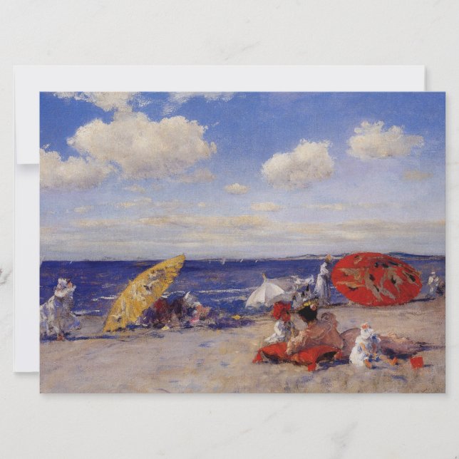 Cartão Dia de Verão na praia (Paisagem de praia) (Frente)