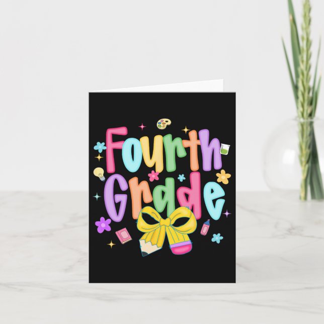 Cartão Dia de volta às aulas da 4ª série Preppy (Frente)