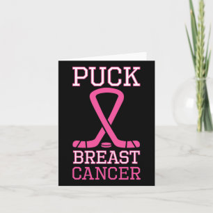 Cartão Dia do Cancer de Hockey com Gelo Rosa com Câncer d