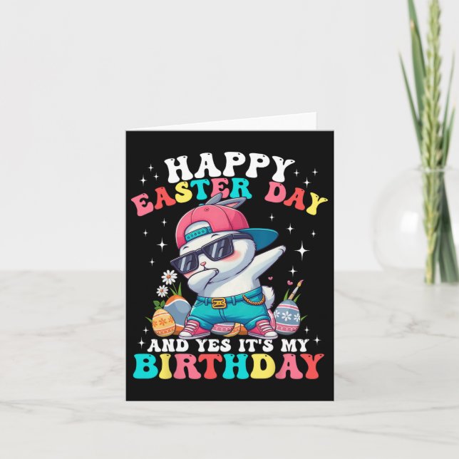 Cartão Dia do felz pascoa e Sim, é o meu aniversário Bunn (Frente)