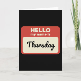 Cartão Dia do nome de etiqueta da semana. Quinta.