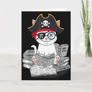 Cartão Dia do Pi Gato Nerd de Matemática Pirata de Matemá
