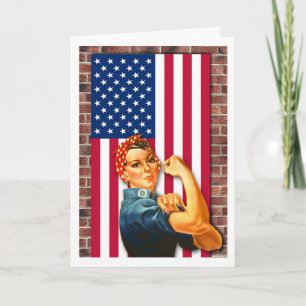 Cartão Dia do Trabalho Patriótico Rosie the Riveter Bande