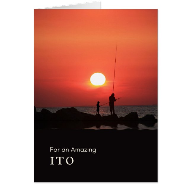 Cartão Dia dos Avós para Ito Pescar no Sunset (Frente)