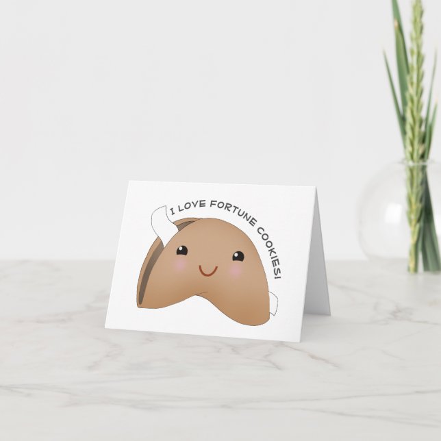 Cartão Dia dos Biscoitos da Fortuna Kawaii (Frente)