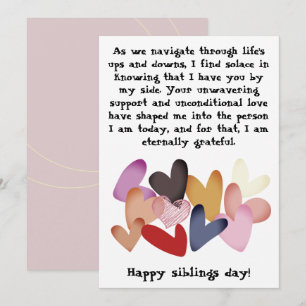 Cartão Dia dos Irmãos / Aniversário de Irmãos Cumprimento
