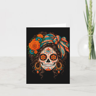 Cartão Dia dos mortos crânio de açúcar catrina dia de mor