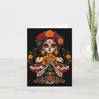 Cartão Dia dos mortos crânio de açúcar catrina dia de mor