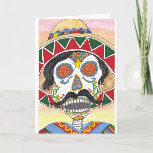 Cartão Dia dos Mortos Mariachi (Frente)