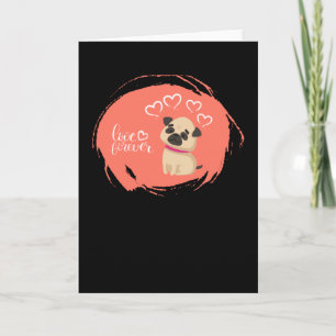 Cartão Dia dos Namorados com cachorro pug fofo