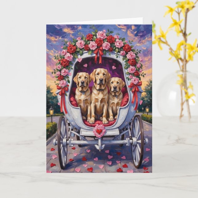 Cartão Dia dos Namorados do Cão Labrador  (Flor Amarela)