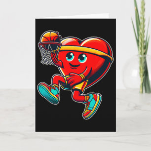 Cartão Dia dos Namorados Jogador de Basquete Retro Coraçã