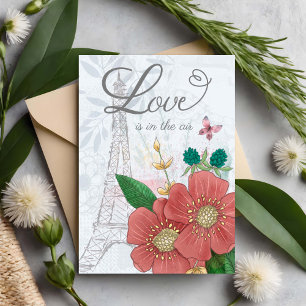 Cartão Dia dos Namorados O Amor Está no Ar Floral Eiffel