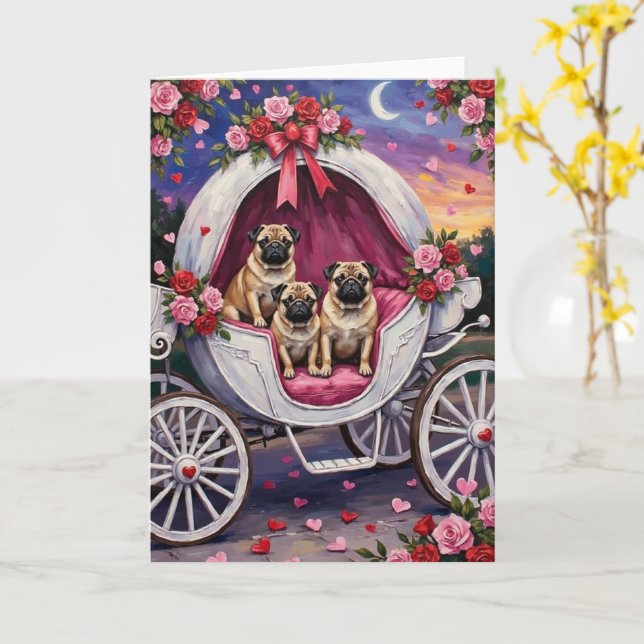 Cartão Dia dos Namorados Pug (Flor Amarela)