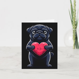 Cartão Dia dos Namorados Pug Preto Coração Engraçado Mãe