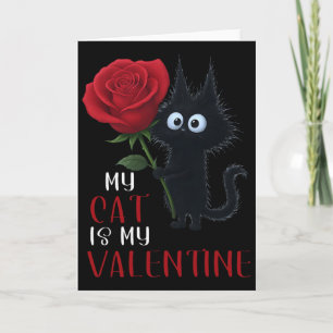 Cartão Dia dos Namorados Rosa Gato Preto Fofo