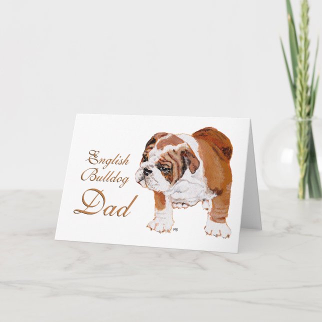 Cartão Dia dos Pais com Bulldog Inglês (Frente)