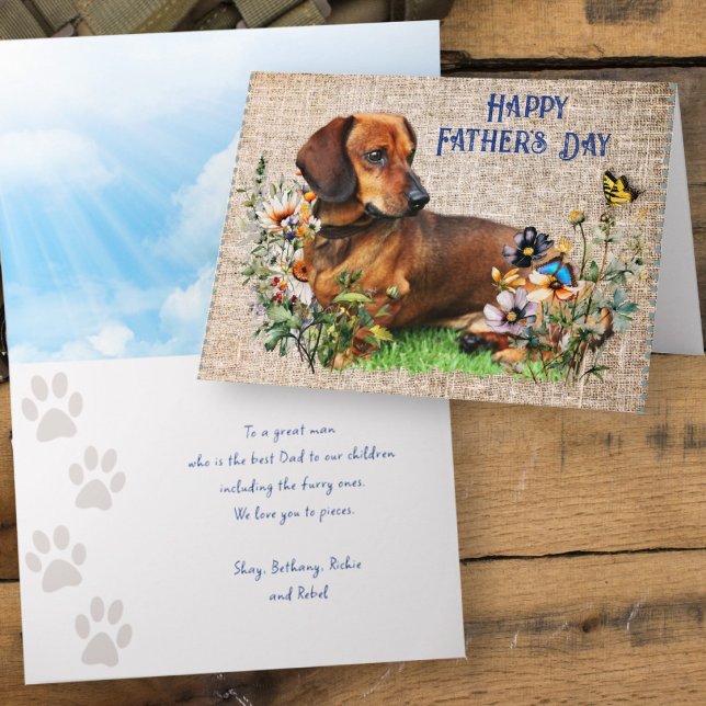Cartão Dia dos Pais Dachshund Mensagem Personalizada (Criador carregado)