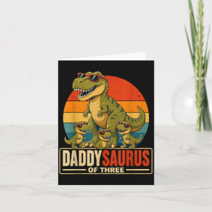Cartão Dia dos Pais Daddysaurus Pai de Três Dinossauro
