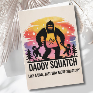 Cartão Dia dos Pais Divertido Bigfoot Sasquatch Churrasco