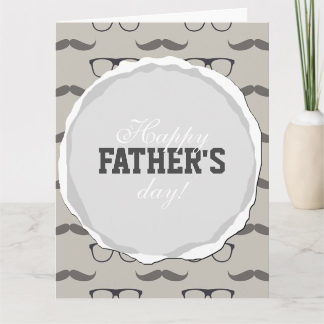 Cartão dia dos pais do bigode dos vidros do hipster (Frente)