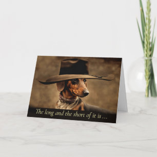 Cartão Dia dos Pais Do Cão Dachshund Chapéu Fofo