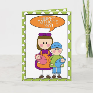 Cartão dia dos pais feliz (menino/menina/gêmeos)