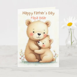 Cartão Dia dos Pais Fofo com Ursos Animal Pastel Macio