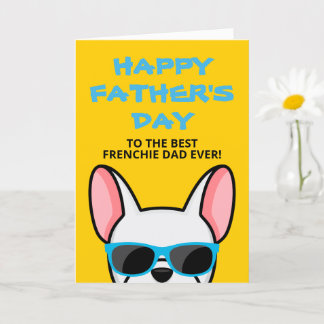 Cartão Dia dos Pais Frenchie Bulldog Francês Branco